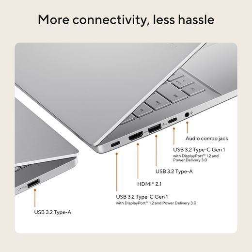 ASUS Vivobook S 14 14" Laptop - AMD Ryzen™ 7, 1TB SSD, 16 GB RAM - Silver - Annotation - Ports